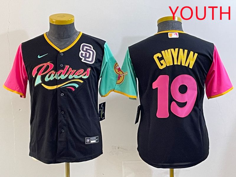 Youth San Diego Padres #19 Gwynn Black City Edition Game 2025 Nike MLB Jersey style 3->youth mlb jersey->Youth Jersey